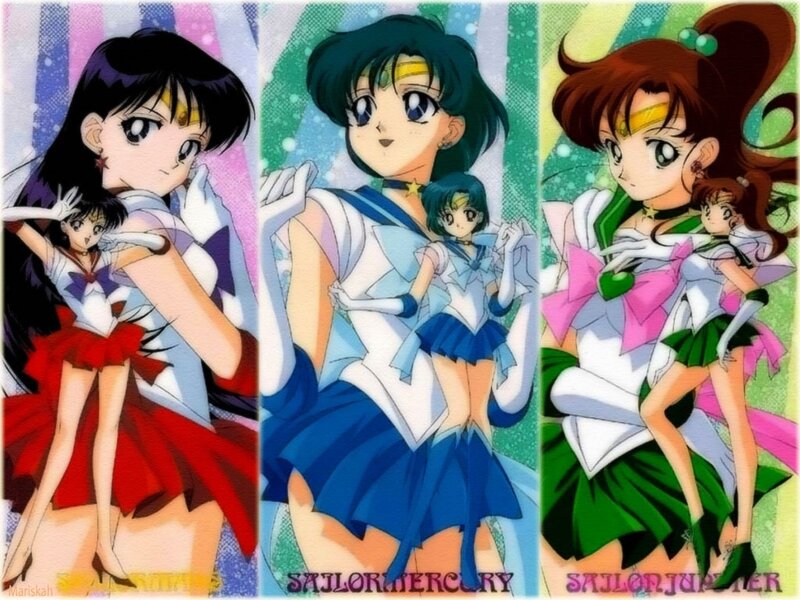 Three Anime Characters — Blue, Colorful