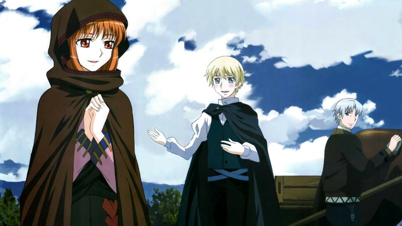 Three Anime Characters — Blue, Dramatic, Afternoon, Clouds