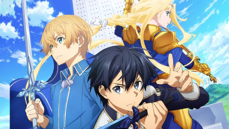 Three Anime Characters — Blue, Dramatic, Afternoon, Sword, Armor