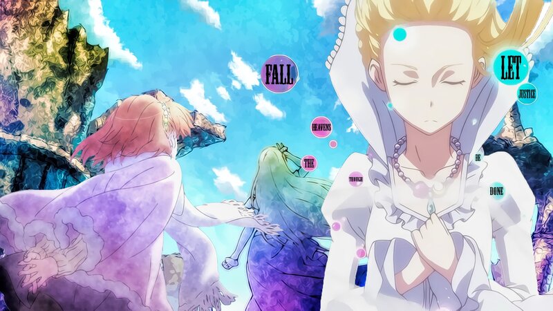 Three Anime Characters — Blue, Dramatic, Afternoon, Text Bubbles