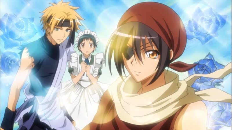 Three Anime Characters — Blue, Dramatic, Blue Roses