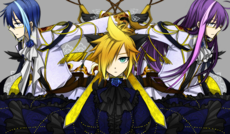 Three Anime Characters — Blue, Dramatic, Costumes