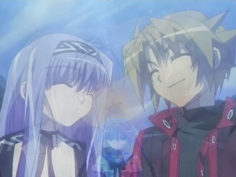 Three Anime Characters — Blue, Dramatic, Ghostly Overlay