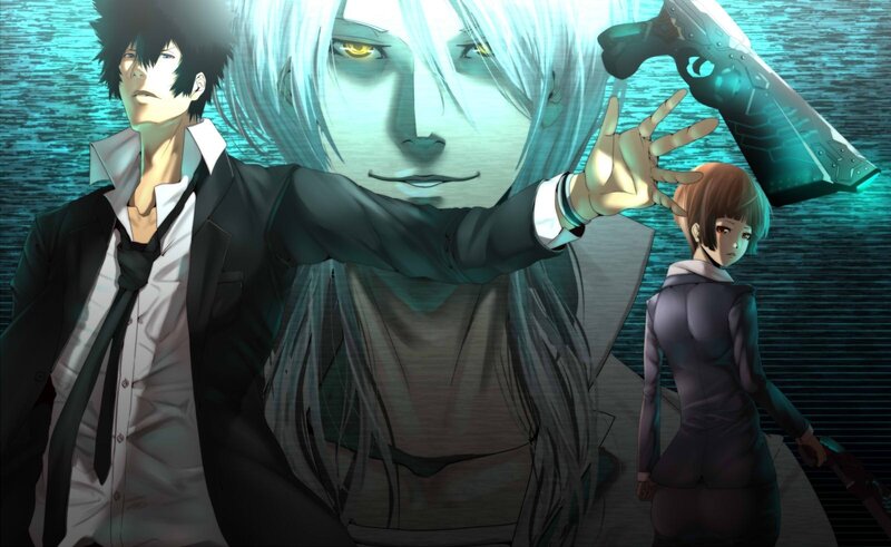 Three Anime Characters — Blue, Dramatic, Gun, Long Hair