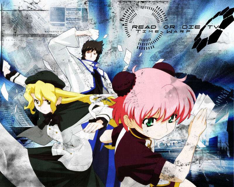 Three Anime Characters — Blue, Dramatic, Newspaper
