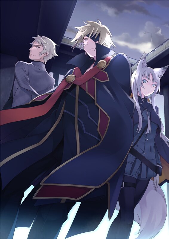 Three Anime Characters — Blue, Dramatic, Night, Anime Art