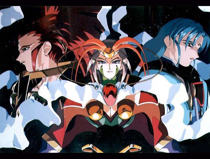 Three Anime Characters — Blue, Dramatic, Night, Mecha