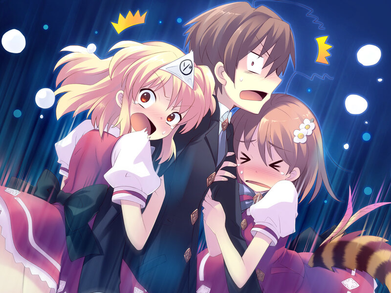 Three Anime Characters — Blue, Dramatic, Night, School Uniforms