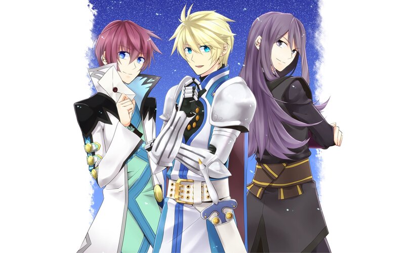 Three Anime Characters — Blue, Dramatic, Night, Stars