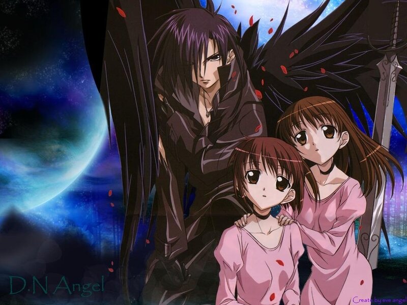 Three Anime Characters — Blue, Dramatic, Night, Wings
