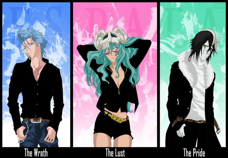 Three Anime Characters — Blue, Dramatic, Skull Hat