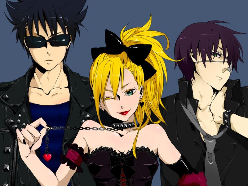 Three Anime Characters — Blue, Dramatic, Sunglasses