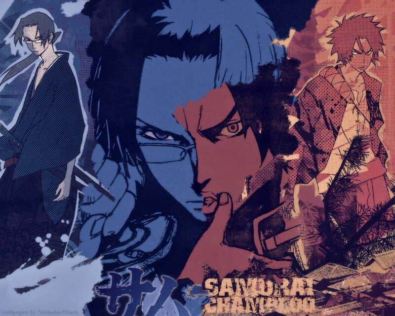 Three Anime Characters — Blue, Dramatic, Swords, Glasses