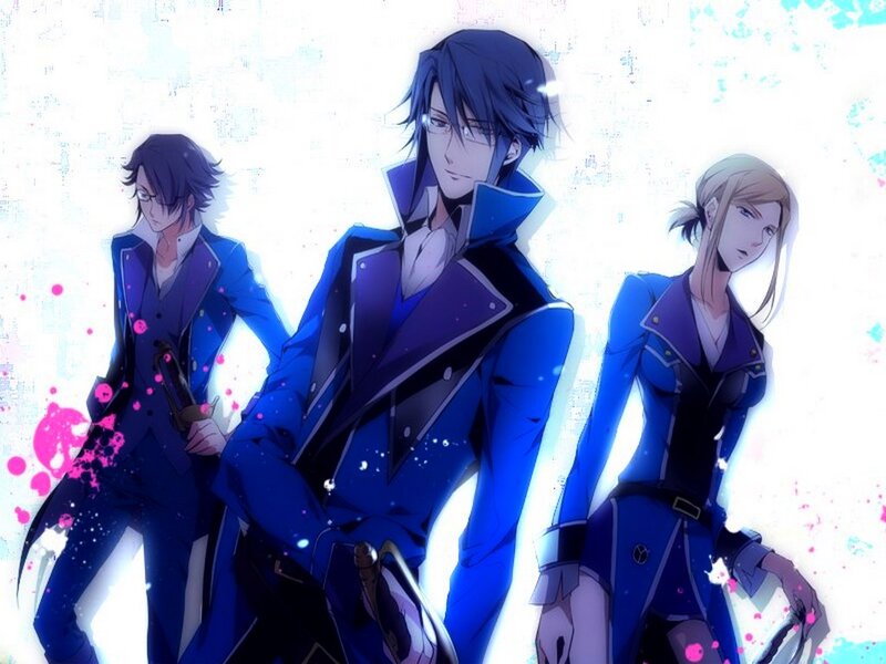 Three Anime Characters — Blue, Dramatic, Swords, Uniforms