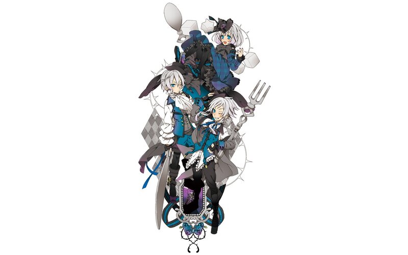 Three Anime Characters — Blue, Dramatic, Weapons