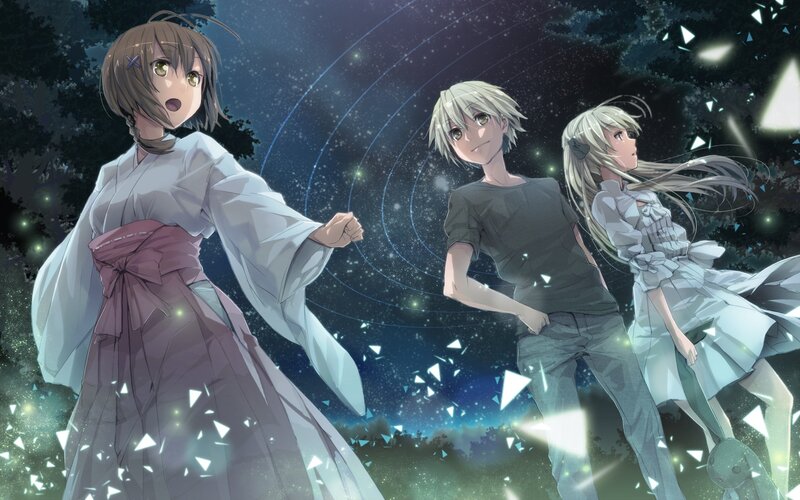 Three Anime Characters — Blue, Dreamy, Night