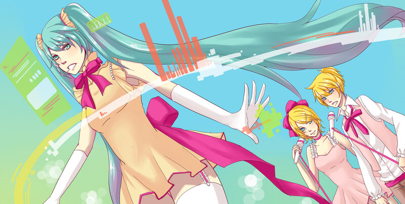 Three Anime Characters — Blue, Dynamic, Microphone
