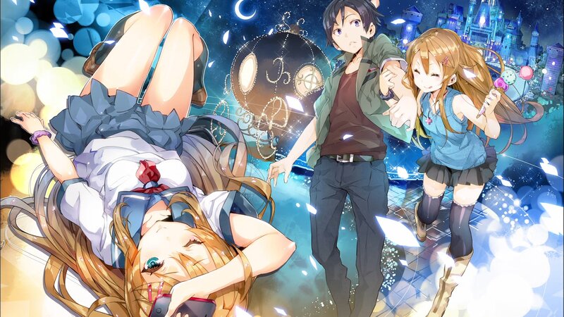 Three Anime Characters — Blue, Fantastical, Night, Castle