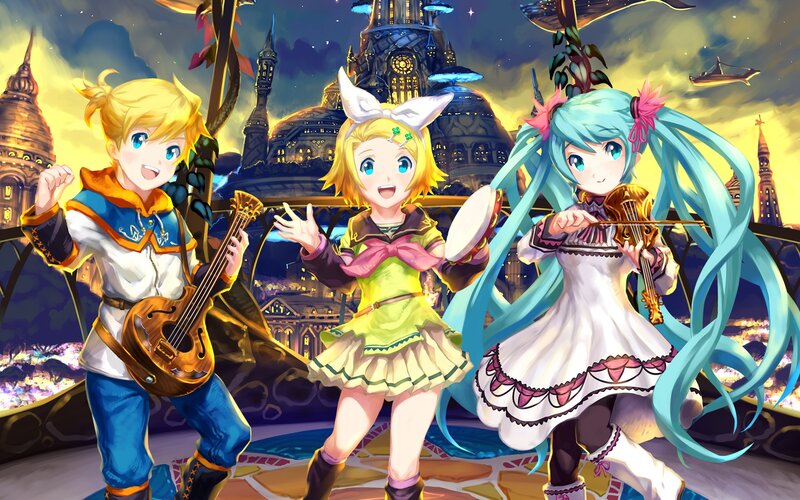 Three Anime Characters — Blue, Fantastical, Night