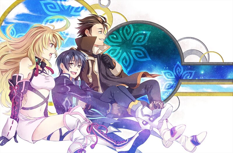 Three Anime Characters — Blue, Fantasy