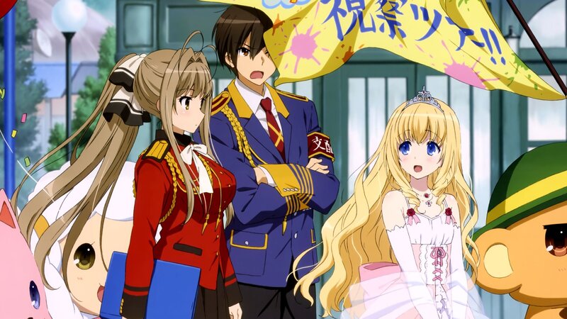 Three Anime Characters — Blue, Festive, Afternoon