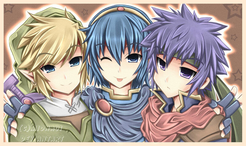 Three Anime Characters — Blue, Friendly
