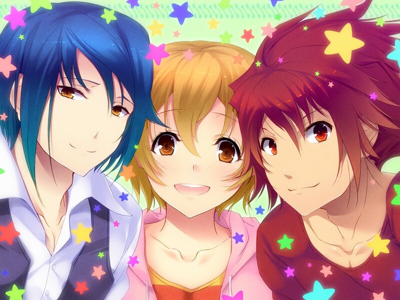 Three Anime Characters — Blue, Happy