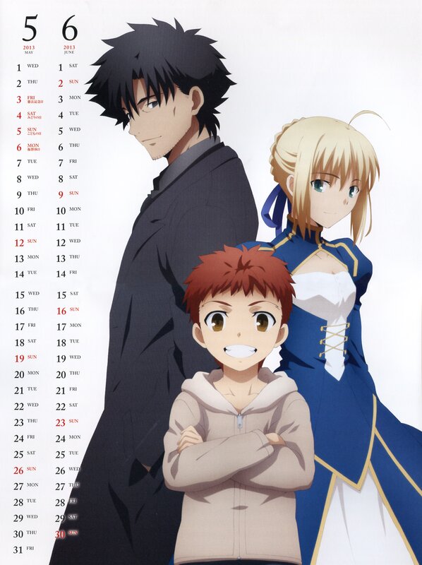 Three Anime Characters — Blue, Neutral, Calendar