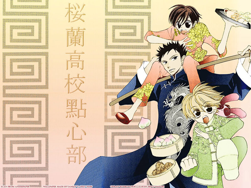 Three Anime Characters — Blue, Playful, Food