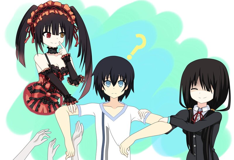 Three Anime Characters — Blue, Playful, Question Mark