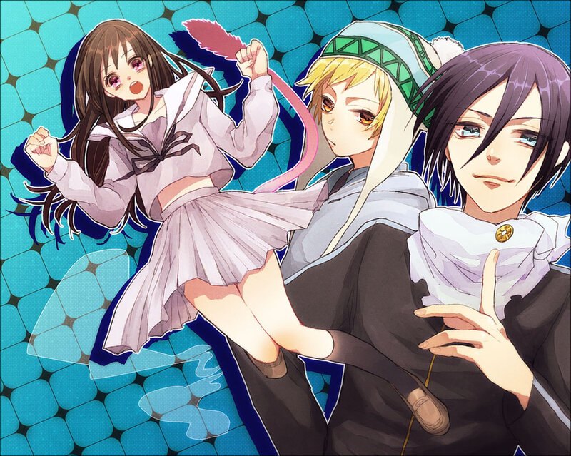 Three Anime Characters — Blue, Playful, School Uniform