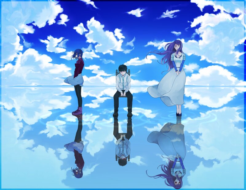 Three Anime Characters — Blue, Serene, Clouds