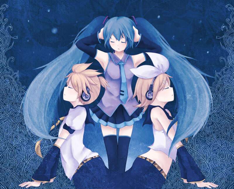 Three Anime Characters — Blue, Serene, Night