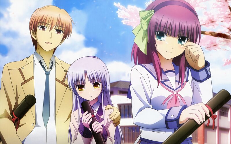 Three Anime Characters — Blue, Serene, Spring, Sakura Trees
