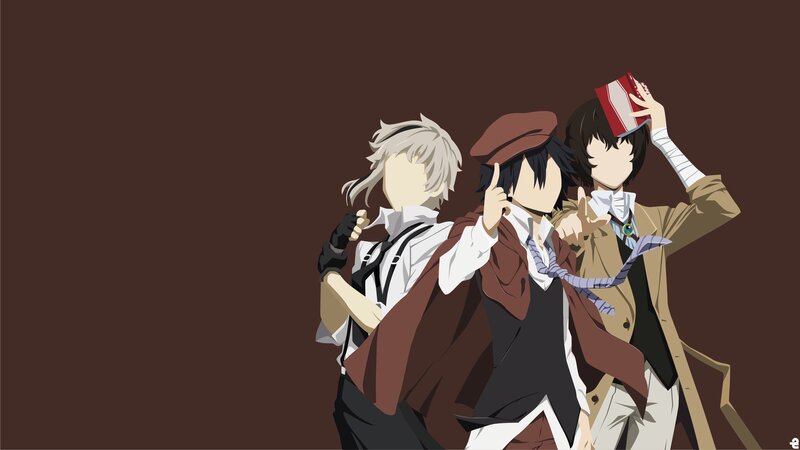 Three Anime Characters — Brown, Dramatic, Anime Art
