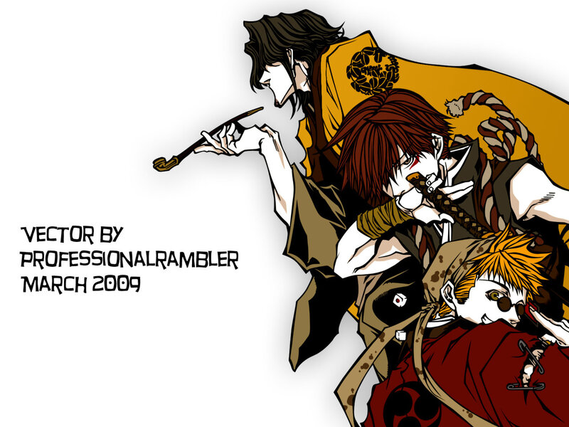 Three Anime Characters — Brown, Dramatic, Manga