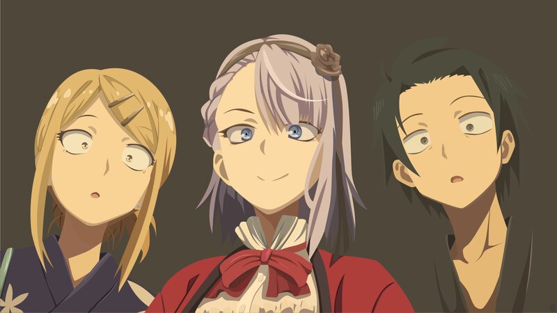 Three Anime Characters — Brown, Neutral, Anime Art