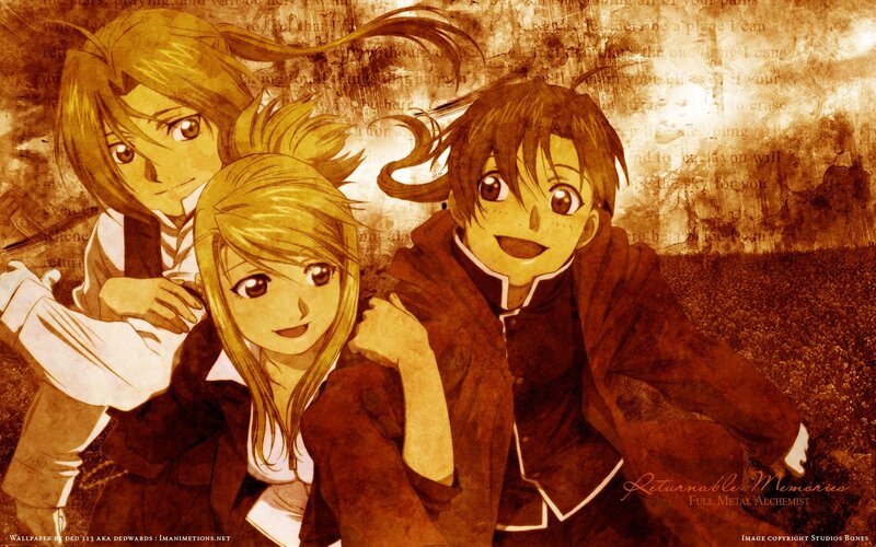 Three Anime Characters — Brown, Nostalgic