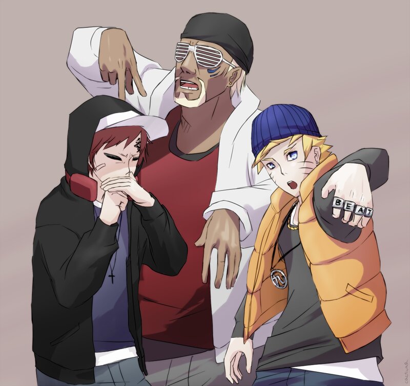 Three Anime Characters — Brown, Playful