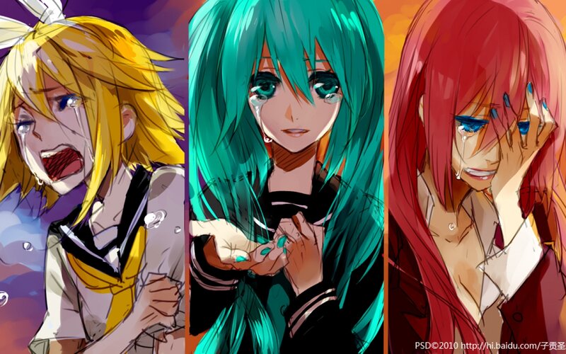 Three Anime Characters Crying