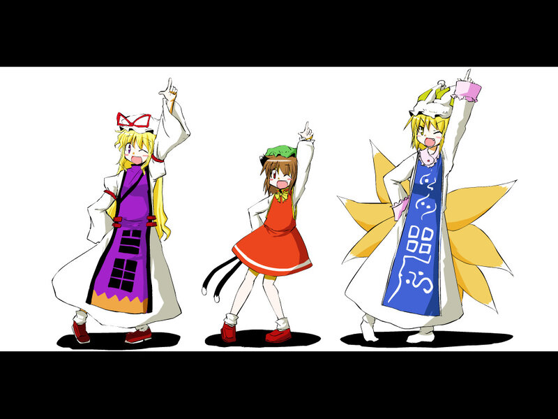 Three anime characters dancing