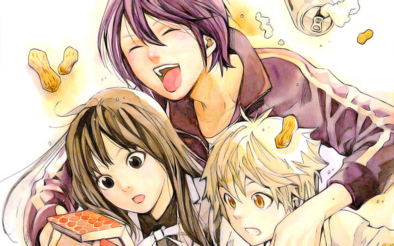 Three Anime Characters Eating — Purple