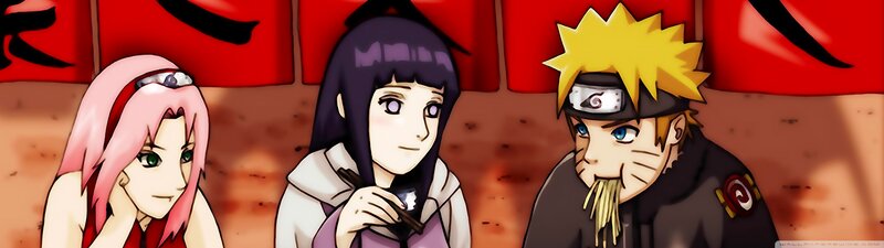Three Anime Characters Eating — Red