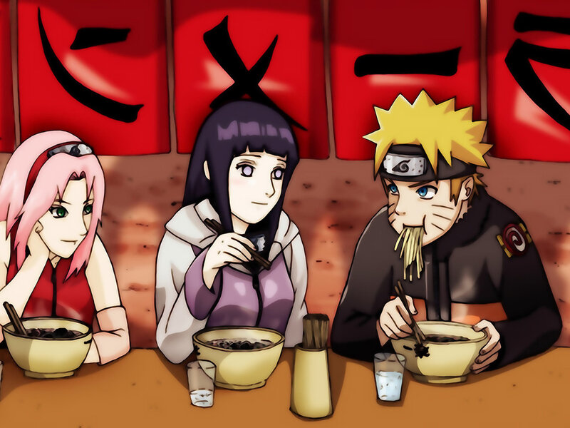 Three Anime Characters Eating