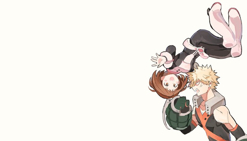 Three Anime Characters Falling — White