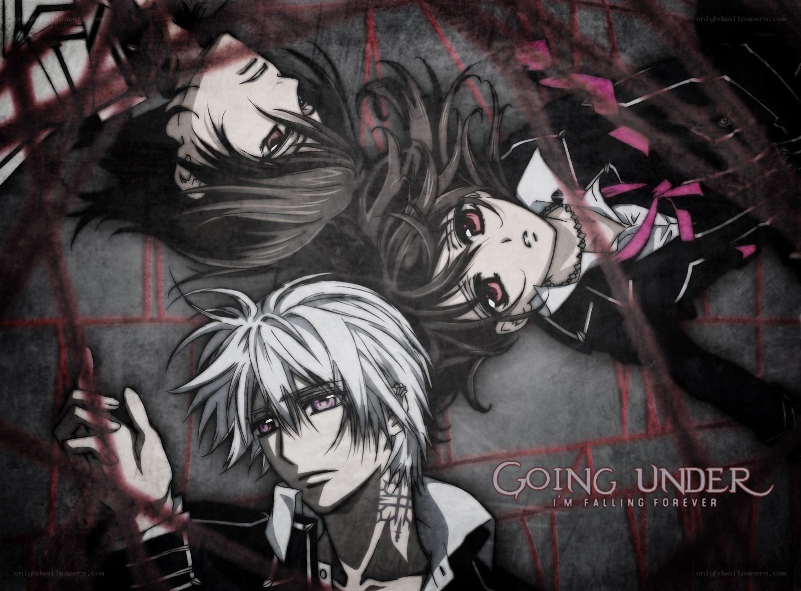 Three anime characters falling