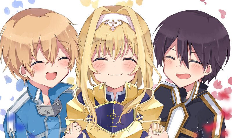Three Anime Characters — Gold, Happy