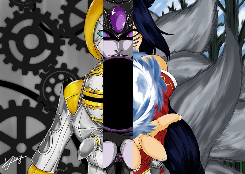Three Anime Characters — Gray, Dramatic, Digital Art