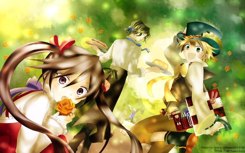 Three Anime Characters — Green, Cheerful