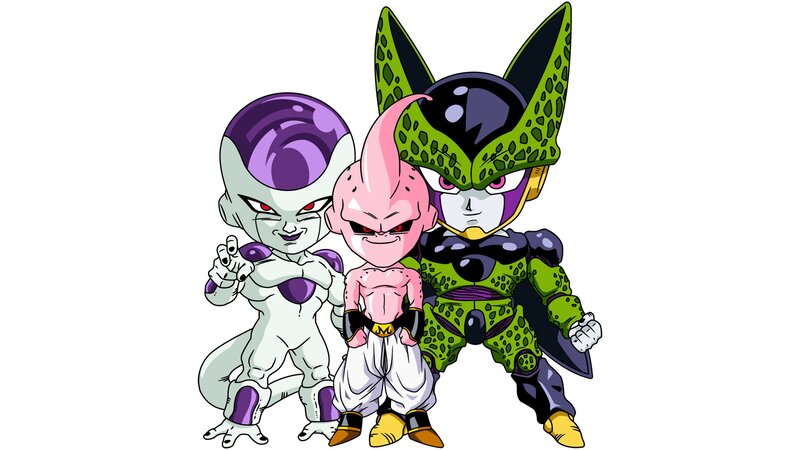 Three Anime Characters — Green, Confident, Frieza